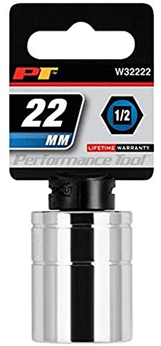 Performance Tool W32222 1/2 Drive 22mm 6Point Socket, 1 Pack