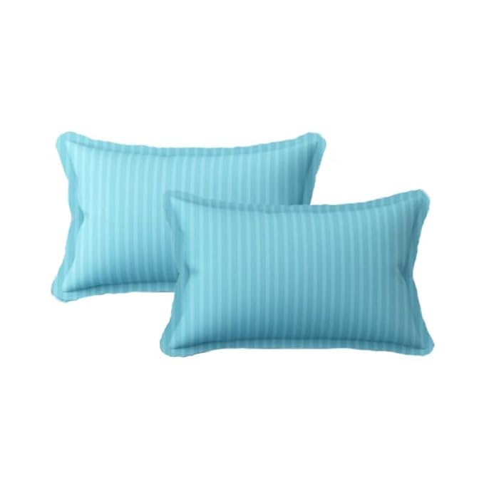 Image of DECOR2ADMIRE 300 TC Premium Glace Cotton All Round Elastic Fitted Plain Stripe Pastel Shades Queen Size Bedsheet with 2 Pillow Covers (Aqua Blue, Queen 90 inch x 100 inch)