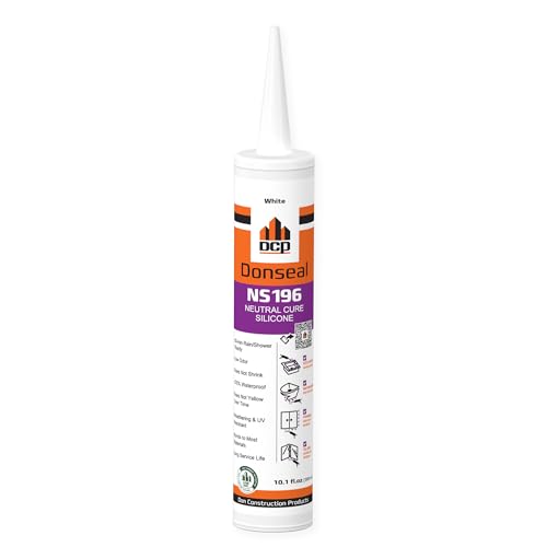 Dcp NS196 WHITE Donseal Ns196 Silicone Caulk Sealant - 100% Silicone Tube For All Conditions - Waterproof For Bathroom cover