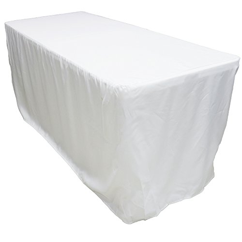 KAITATSU SEN 8 ft. Fitted Rectangular Polyester Tablecloth, White, 30x96-inch