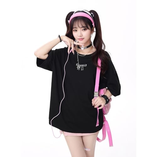 Y2K Kawaii Oversized Gyaru T-Shirt Girls Harajuku Aesthetic Tees Women Cute Pink Shirts Plus Size Cosplay Party4
