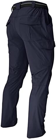 Men's Cargo Work Hiking Pants Lightweight Water Resistant Quick Dry Fishing Travel Camping Outdoor Breathable Multi Pockets Navy M
