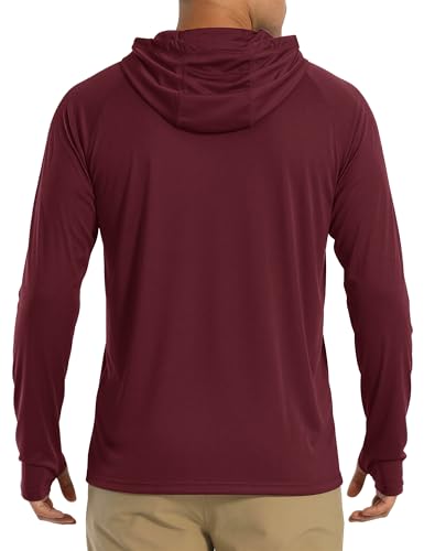 Image of MAGCOMSEN Men's Hooded UPF 50+ Sun Protection T Shirts Long Sleeve Athletic Fishing Shirts Rash Guards