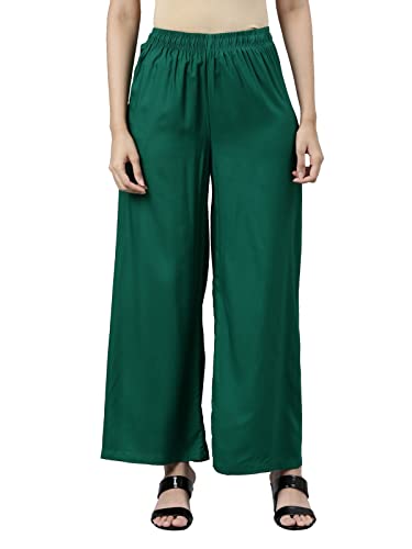 Image of GO COLORS Soft Viscose Basic Palazzo Full Length for Women| Breathable, Mid Rise, Relaxed Fit