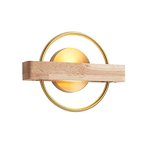 G9 Chevet Moderne Cuivre Géométrique Applique Murale Luminaires, Anneau Rond Créatif Applique Murale Intérieure En Bois, Simples Appliques Murales Semi-Encastrées Pour Couloir De Salon De Chambre, 11.