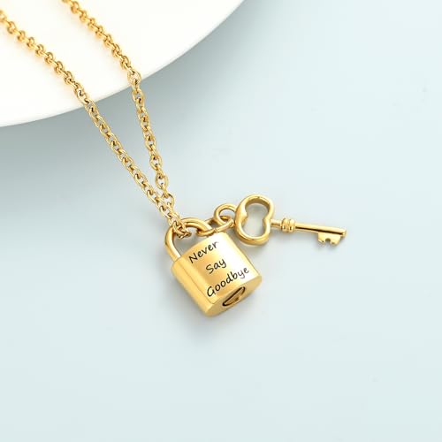 Imrsanl Padlock Cremation Jewelry for Ashes Urn Necklace for Women Men Stainless Steel Keepsake Memorial Key with Lock Urn Pendant Ashes Holder4