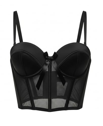 Image of Fashiol Women's Lightly Padded Wired Stylish Mesh Designed Pushup Bra Detachable Straps Corset Bralette | 32 Till 38