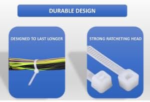 Kable Kontrol Cable Zip Ties Natural White 100 Pcs 4 Inch, 18 Lbs Tensile Strength, Self-Locking Natural Nylon Clear Plastic Wire Ties Wraps for Indoor or Outdoor Use - 3