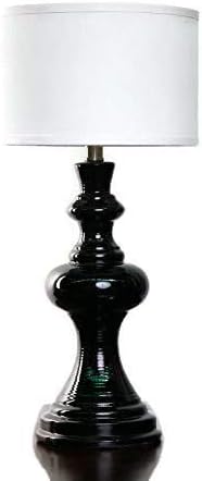 Urbanest Dexter Black Ceramic Table Lamp with Linen Drum Hardback Shade