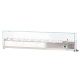 ROMUX® Vitrine für gekühlte Zutaten, 180 x 39 x 44 cm, aus Edelstahl, 8 Behälter GN 1/3, mit digitalem Thermostat, Dixell