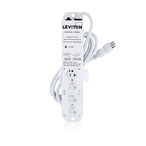 Leviton Medical Grade Surge Protective Power Strip, 20 Amps, 125 Volt, 4-Outlets, 7 Ft. Cord Length