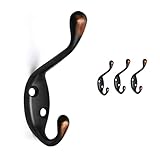 HOMOTEK 4 Pack Heavy Duty Dual Coat Hooks Wall Mounted Double Prong(Up and Down) Rustproof Coat Hook