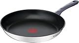 Tefal Daily Cook - Sartén de 26 cm, Apto inducción, antiadherente, revestimiento titanio, Thermo-signal,apto lavavajillas y horno, acero inoxidable