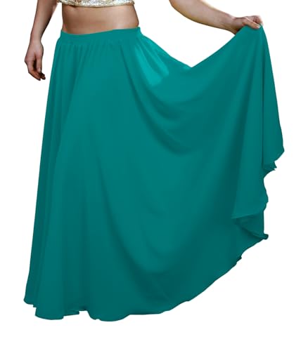 Indian Trendy Women's Summer Chiffon Mopping Floor Length Big Hem Beach Maxi Skirt 2 Layer Reversible