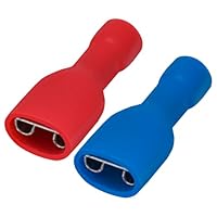 Heschen schnellkupplungsbuchse vinyl vollisoliert, 6.3 x 0.8mm Kabelschuh, Rot für 0.5-1.5mm² (22-16 AWG), Blau für 1.5-2.5mm² (16-14 AWG), 100Pack