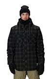 686 Men's Woodland Insulated Jacket - Winter Clothing with Removable Hood & Ski Pass Pocket - Water & Weather Resistant - Black Plaid, Large