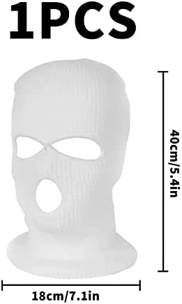 Ski Mask Balaclava Full Face Cover Motorcycle Cycling Neck Warmer for Helmet, 2 Hole Balaclava Winter Knitted Balaclava for Outdoor Sports, UV Protector Scarf for Men and Women White
