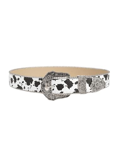 Verdusa Women's Cow Print Western Leather Belt Fashion Waist Belts3