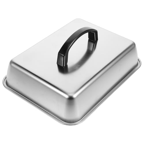 Toddmomy Rectangular Basting Cover, 26 x 20cm BBQ Cheese Melting Dome Cover Stainless Steel Burger Basting Lid for Griddle Grill Outdoor Cooking