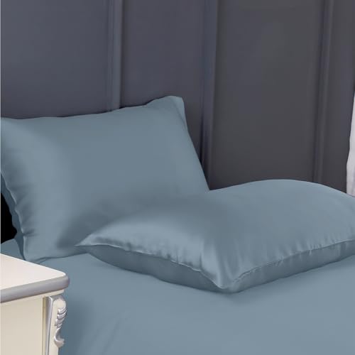 Image of 300 TC Art Silk Satin Pillow Cover Set | Durable Satin Pillow Cover with Envelope Closure | Luxury Satin Pillow Covers | Cozy Satin Pillow Covers (2, Coral Blue)