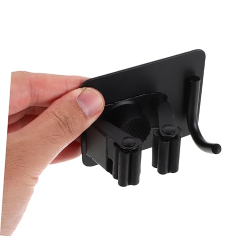 Support mural pour balai sans perçage noir porte-serpillière 5x - 5