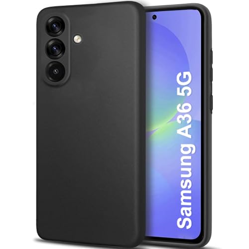 Image of TheGiftKart Sleek Back Cover Case for Samsung Galaxy A36 5G | Slim Fit Protective Design | Ultra Matte Finish | Camera Protection Bump | Soft Silicon Back Cover Case for Samsung A36 (Silicone, Black) | Slim Fit