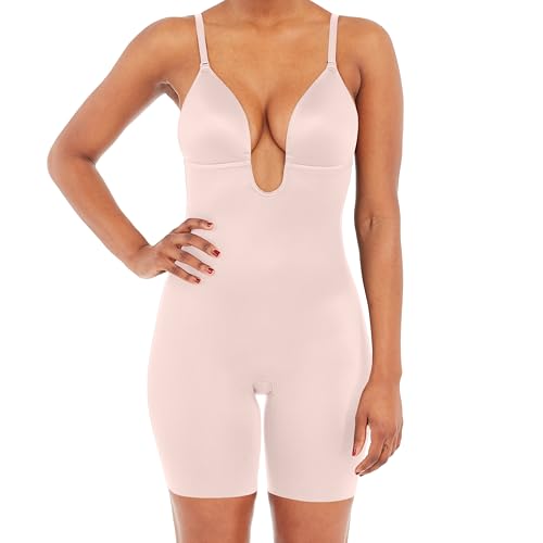 Image of SPANX SPANXshape Suit Your Fancy Plunge Low-Back Mid-Thigh Bodysuit - Comfortable One Piece - Medium Compression - Seamless