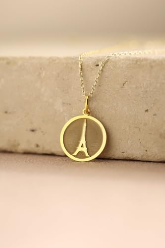 Collar de plata 925 de alta joyería con charm de la Torre Eiffel de París de 24 mm 2