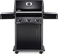 Napoleon Rogue 425 BBQ Grill, Black, Propane Gas - R425PK-1 With Three Burners, Barbecue Gas Cart, Folding Side shelves, Instant Failsafe Ignition