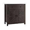 Hostack coffee bar cabinet kitchen storage cabinet modern farmhouse buffet sideboard with drawer and adjustable shelf barn door accent cabinet for kitchen dining room entryway dark brown  urban country home decor