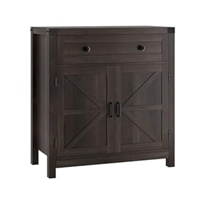Hostack coffee bar cabinet kitchen storage cabinet modern farmhouse buffet sideboard with drawer and adjustable shelf barn door accent cabinet for kitchen dining room entryway dark brown  urban country home decor
