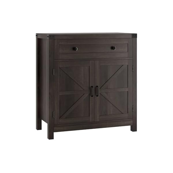 Hostack coffee bar cabinet kitchen storage cabinet modern farmhouse buffet sideboard with drawer and adjustable shelf barn door accent cabinet for kitchen dining room entryway dark brown  urban country home decor