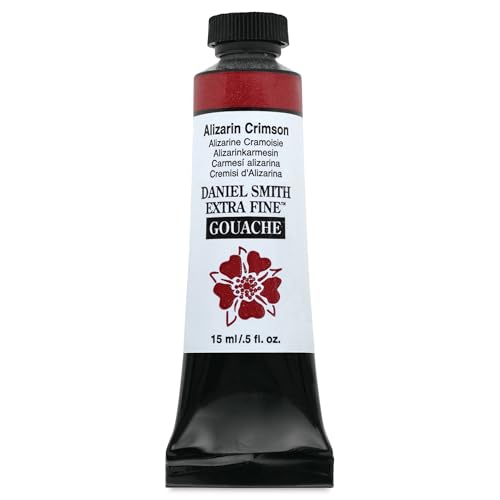 Gouache extra fine Daniel Smith Alizarin Crimson 15 ml aplat mat sans trace
