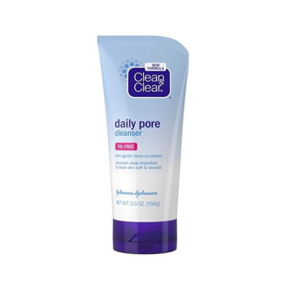 Clean-Clear-Daily-Pore-Facial-Cleanser-for-Soft-Smooth-Skin-Oil-Free-Acne-Face-Wash-for-Normal-Oily-Combination-Skin-Care-55-oz Clean & Clear Daily Pore Facial Cleanser for Soft, Smooth Skin, Oil-Free Acne Face Wash for Normal, Oily & Combination Skin Care, 5.5 oz