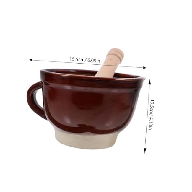 Happyyami Wooden Garlic Set Pestle Manual Garlic Mincer Bowl for Kitchen Seasoning Simple Kitchen Tool