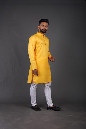 Image of Multi Colored Cotton Plain Men's Ethnic Kurta Only