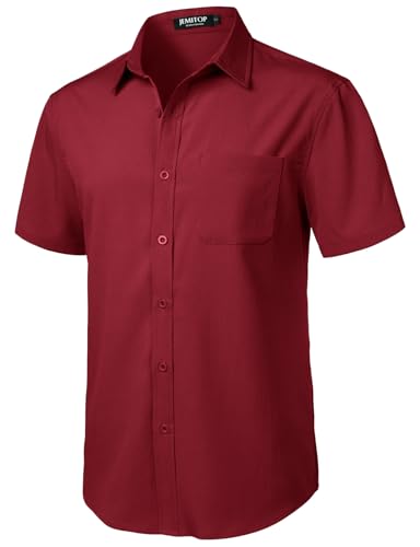 Image of JEMITOP Mens Stretch Wrinkle Free Texture Shirts