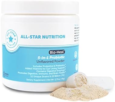 5-in-1 Bio-Heal® Probiotic for Kid, Men & Women (Powder) – Best Supplement for Brain Function, Gut Health & Constipation – Shelf Stable & Fortified with Vitamins, Minerals & Prebiotics
