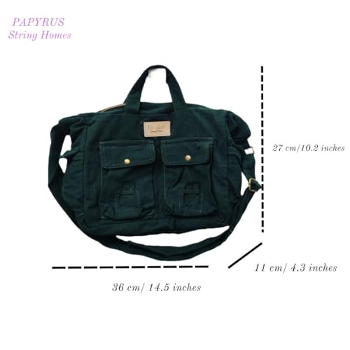 Image of ROUGH Canvas Cotton messenger bag.15'' Lap top. Large size 36x27x11 cm(12Ltr) Metal zipper closure. Allround pockets. Vintage look. Antique fittings.Sustainable