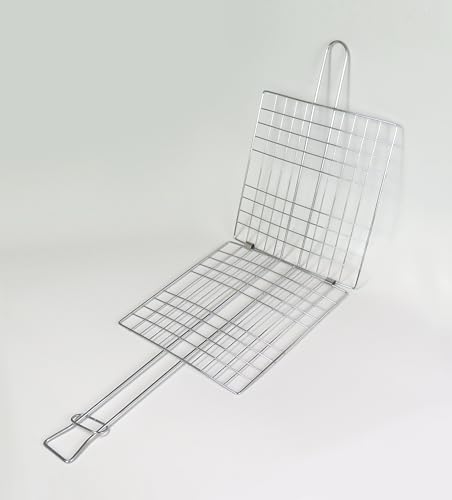 Tredoni 20cm Edelstahl BBQ Grill Netzklemme - Leber/Kebab Fleisch/Fisch Grillrosthalter Dreher