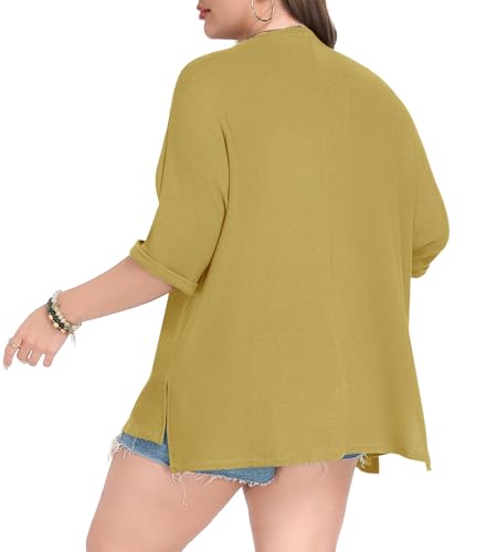 Image of Lastshe Womens Plus Size Cardigan Short Sleeve Lightweight Loose Cover Ups Open Front Sweaters Summer Cardigan