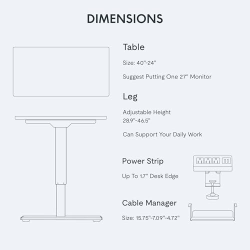 Image of FLEXISPOT EN2 Whole-Piece Standing Desk with Clamp Power Strip, 40 x 24 Electric Stand Up Height Adjustable Desk with Cable Management (White Frame + 40 inch Maple Top)