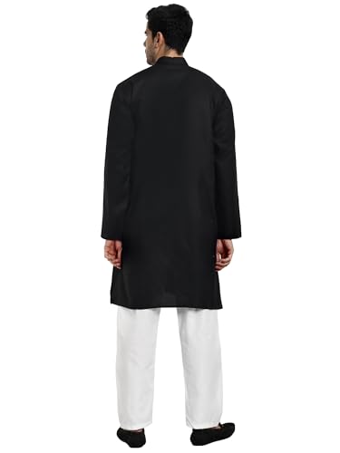 Men's Cotton Blend Casual Kurta Pajama Set (Black, X-Large)2