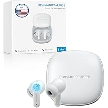 Anfier M3 AI Translator Earbuds Real Time, Online Translation Device in 144 Languages & Accents, 3-in-1 Two-Way Audifonos Traductores Ingles Espanol, Language Headphones for iOS & Android White