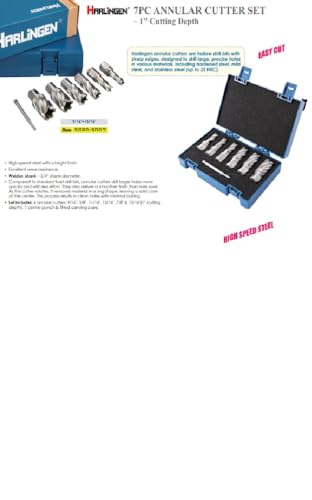 Image of 5020-5007 7 Piece Cutting Depth HSS Annular Cutters, 9 /16-15 /16 X 1 inch