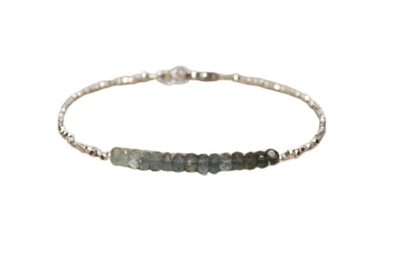 Bracelet aigue-marine mousse 3.5mm LKBEADS, bijoux en pierres facettées unisexes LCBR-4429
