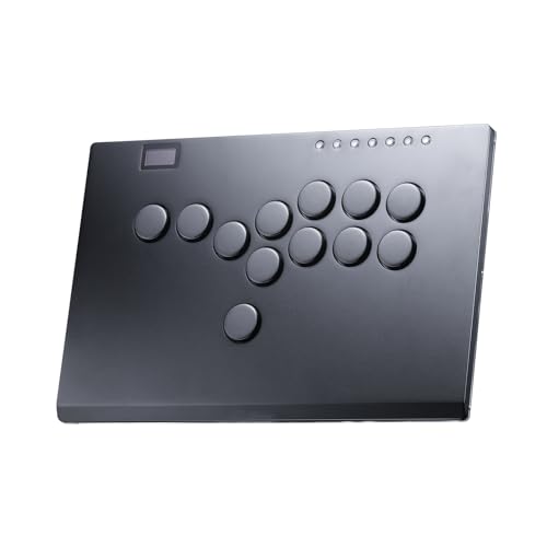 SIXSIR Leverless Arcade Stick Gaming Controller M12+ Large & Slim Aluminum Alloy Template - 12 Key Crystal Low-Profile Switches - Custom RGB Leverless Controller for PC/PS4/PS3/Switch