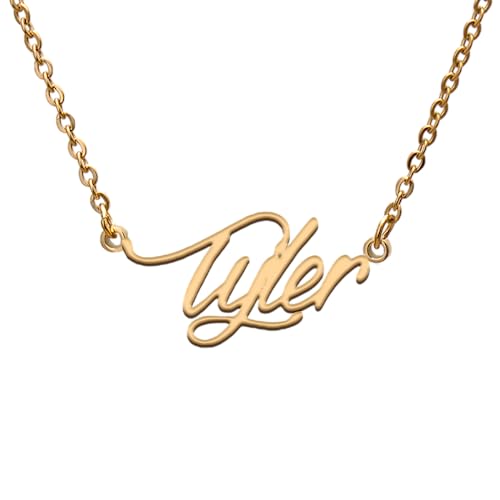 Tyler Name Tag Necklaces for Her His Friends Familys Relationship Memory Jewelry Gift