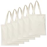 [なないろ館] キャンバス生地 トートバッグ 6個セット 無地 ショルダー コットン 帆布バッグ 肩掛け 手提げ 刺繍 ペイント DIY (A4 マチ無し)