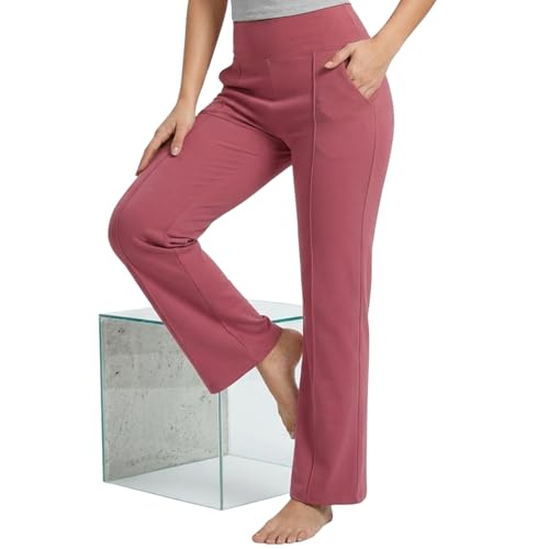 Image of NINQ Women High Waist Flare Pants Lite Regular | Smart Casual Korean Trouser for Office Wear, Gym, Sports, Travel & Daily Styling